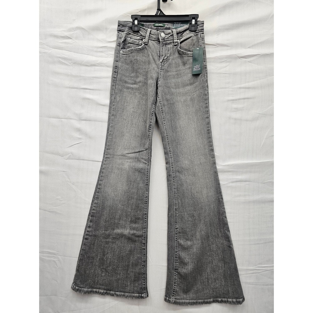 Wild Fable Gray Mid-Rise Flare Jeans High Stretch Size 0 32 Inseam NWT